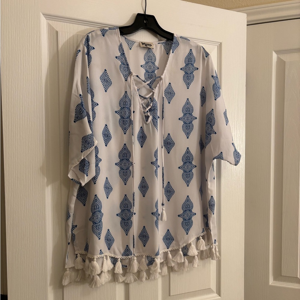 SHOW ME YOUR MUMU Tennessee Tassel Tunic in Baby Blue - Picture 8 of 10